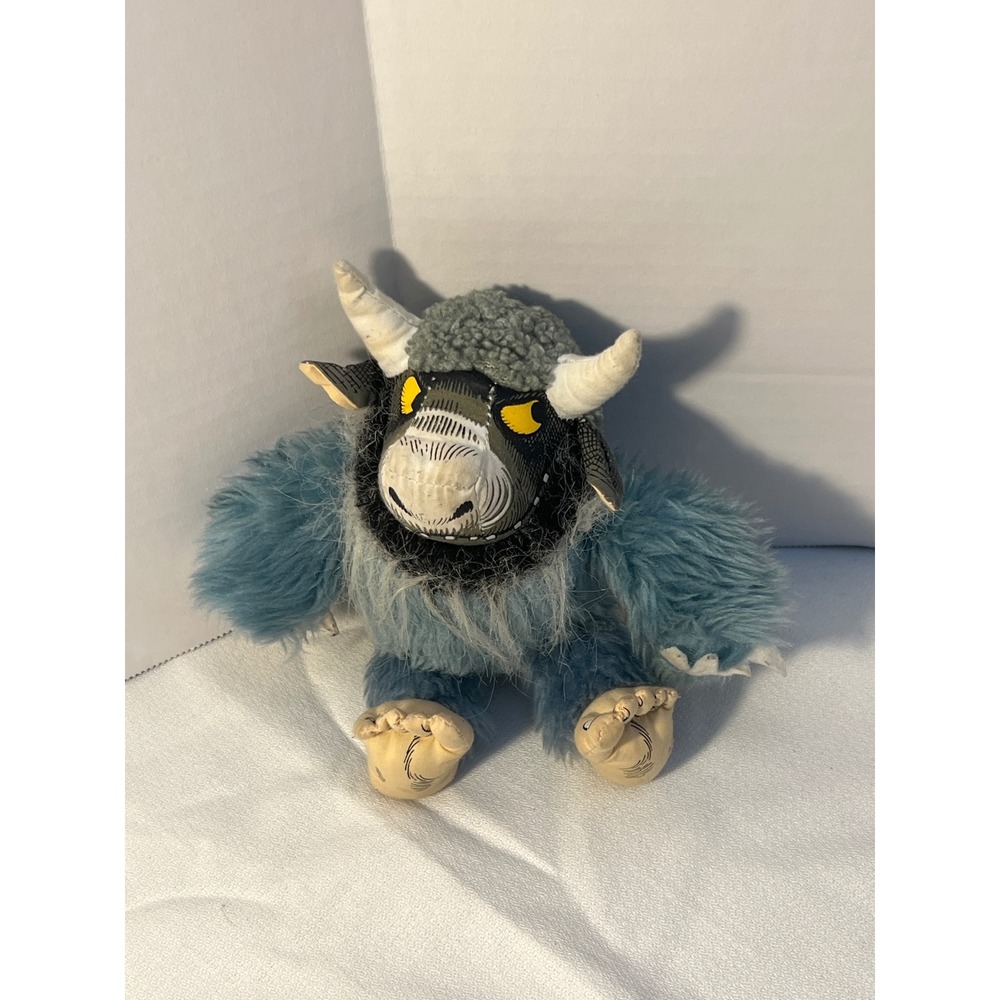 Warner Bros Creature‎ Plush Toy Blue Fuzzy Monster Horns Stuffed Animal